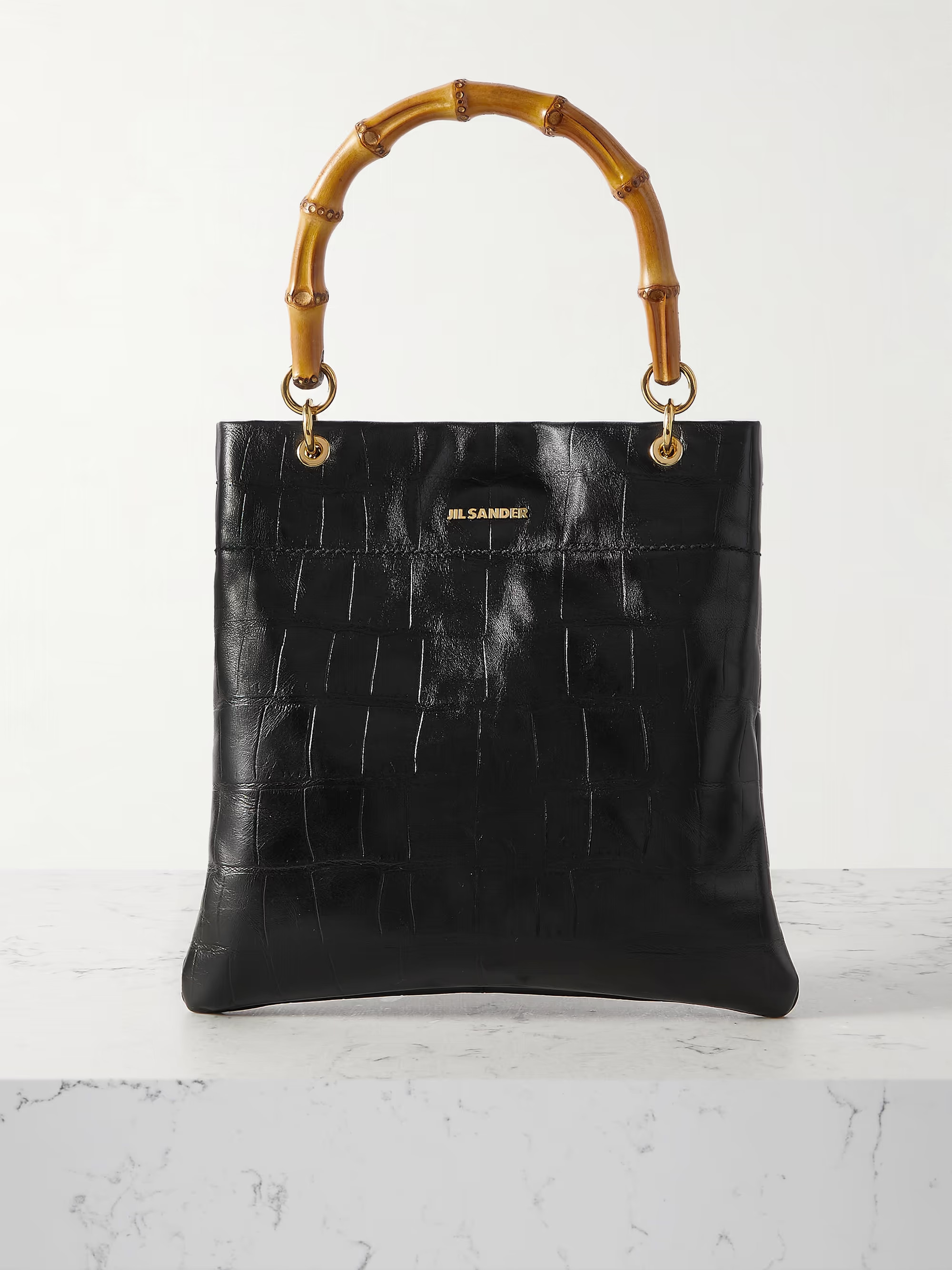 JIL SANDERBamboo-trimmed snake-effect leather tote | NET-A-PORTER (UK & EU)