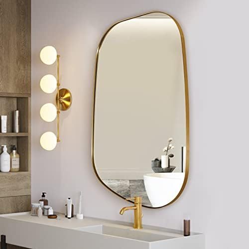 ANDY STAR Irregular Mirror Asymmetrical Mirror for Wall 24x36” Brushed Gold Framed, Modern Wall... | Amazon (US)