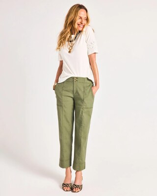 Women's Relaxed Linen Crop Pants in Sage Brush | Chico's | Chico's