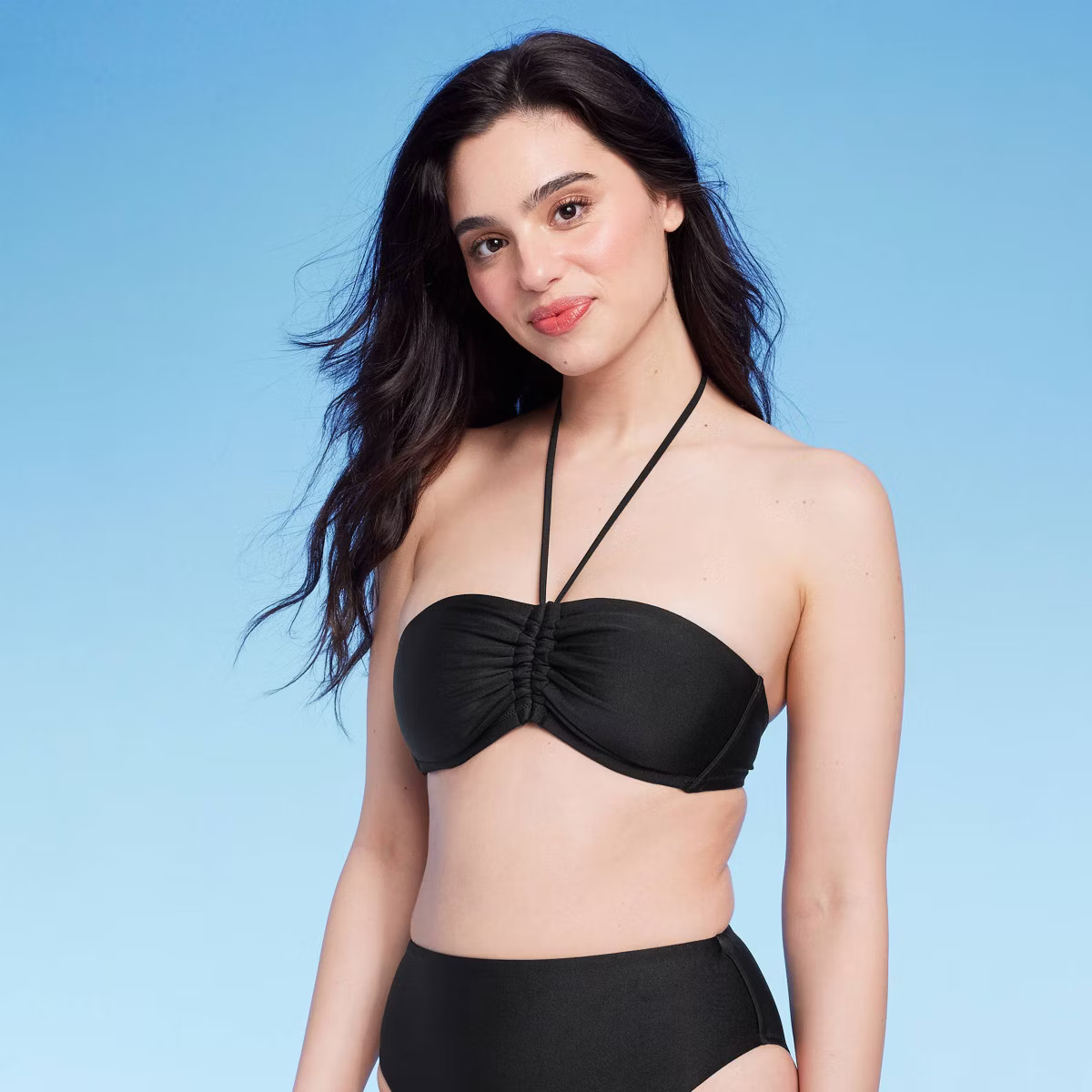 Women's Shirred Front Halter Bandeau Bikini Top - Shade & Shore™ | Target