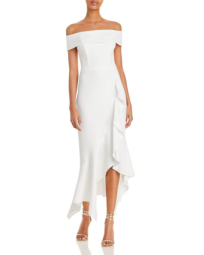 Scuba Crepe Off-the-Shoulder Midi Dress - 100% Exclusive | Bloomingdale's (US)
