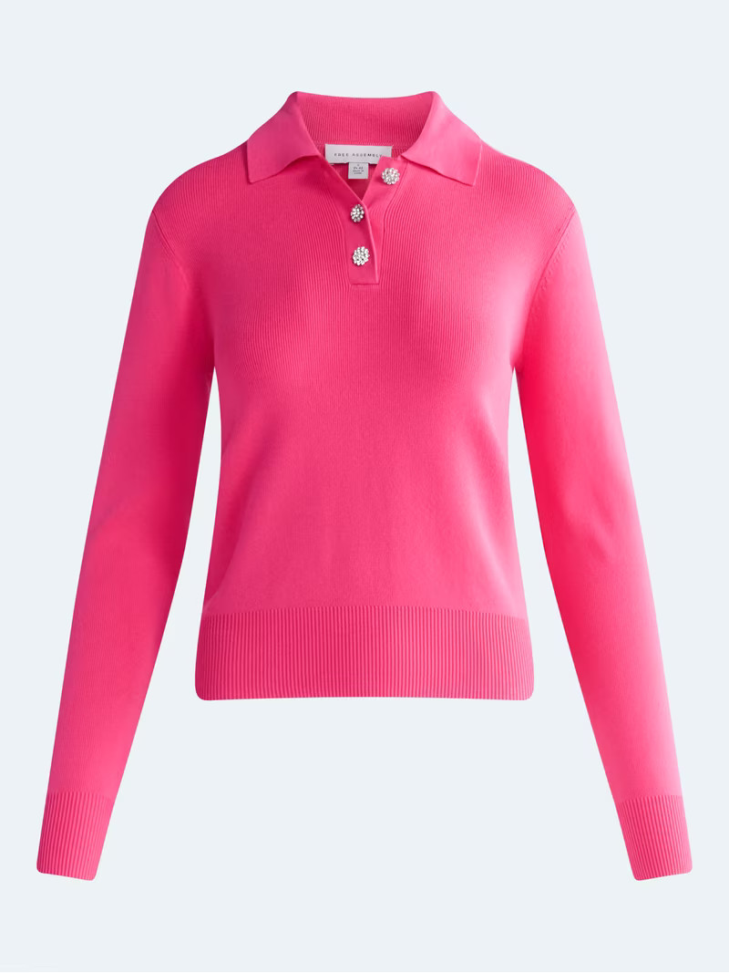 Free Assembly Women's and Women's Plus Polo Sweater with Long Sleeves, Lightweight, Sizes XS-4X | Walmart (US)