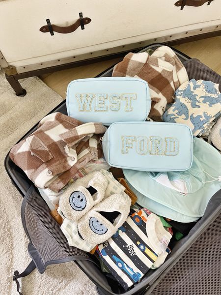 TRAVEL \ personalized name bags for the boys!

Kids 
Cosmetic bag
Toiletry 
Slippers 
Toddler 
Gift 

#LTKItBag #LTKTravel #LTKKids