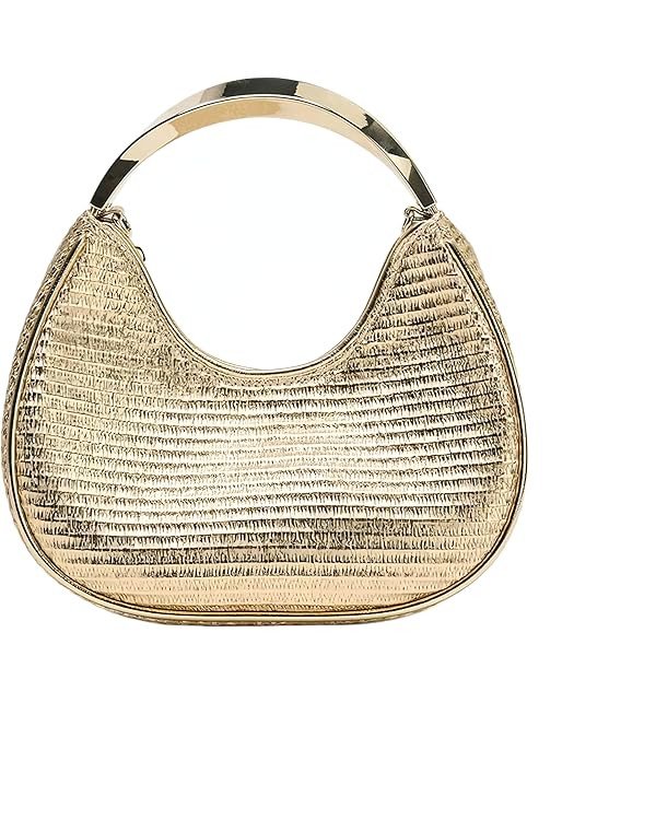Women Straw Beach Clutch with Metal Top-handle Bag PU Leather Travel Summer Crossbody Purse for V... | Amazon (US)