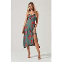 ASTR the Label | Gaia Floral Midi Dress in Teal-Raspberry Floral | Size XS | ASTR The Label (US)