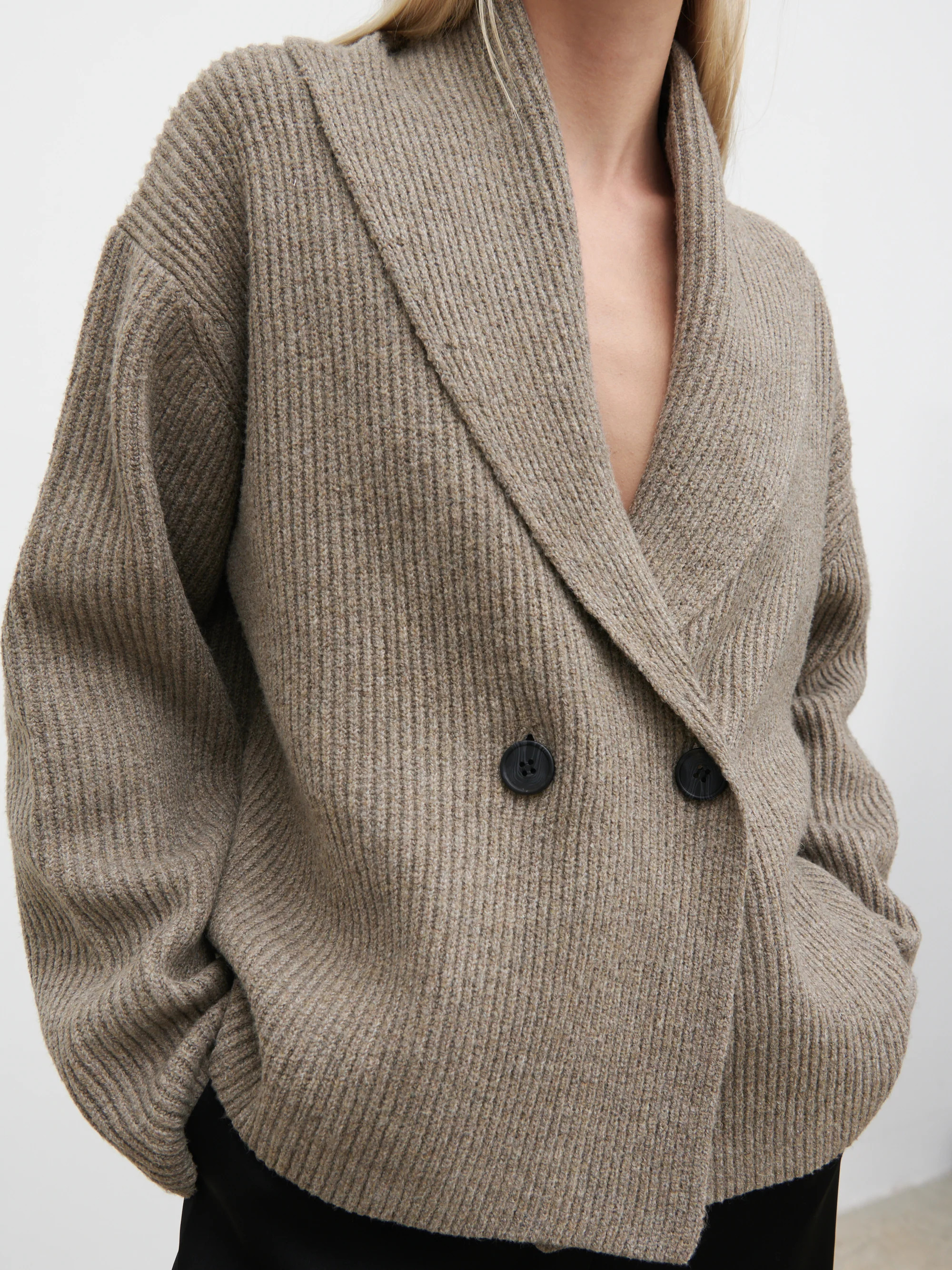 Ana Cross Over Collared Knit Cardigan | Pretty Lavish (UK)