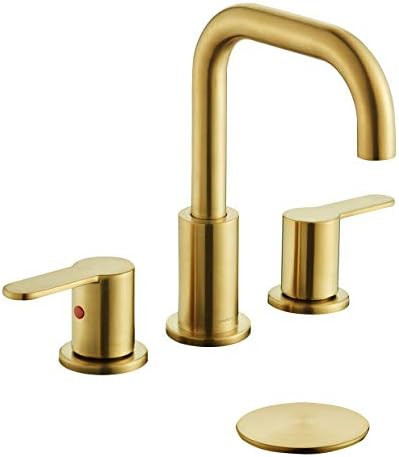 TimeArrow TAF830E-PB 2 Handle 8 inch Widespread Bathroom Sink Faucet with Pop-Up Drain, Brushed G... | Amazon (US)