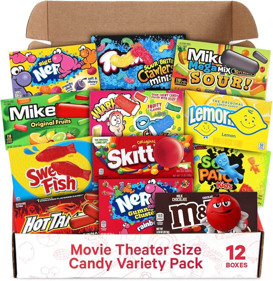 Movie Theater Candy Variety Pack - Candy Box of Milk Chocolate, Hard Candy, Gummies and More,12 C... | Amazon (US)