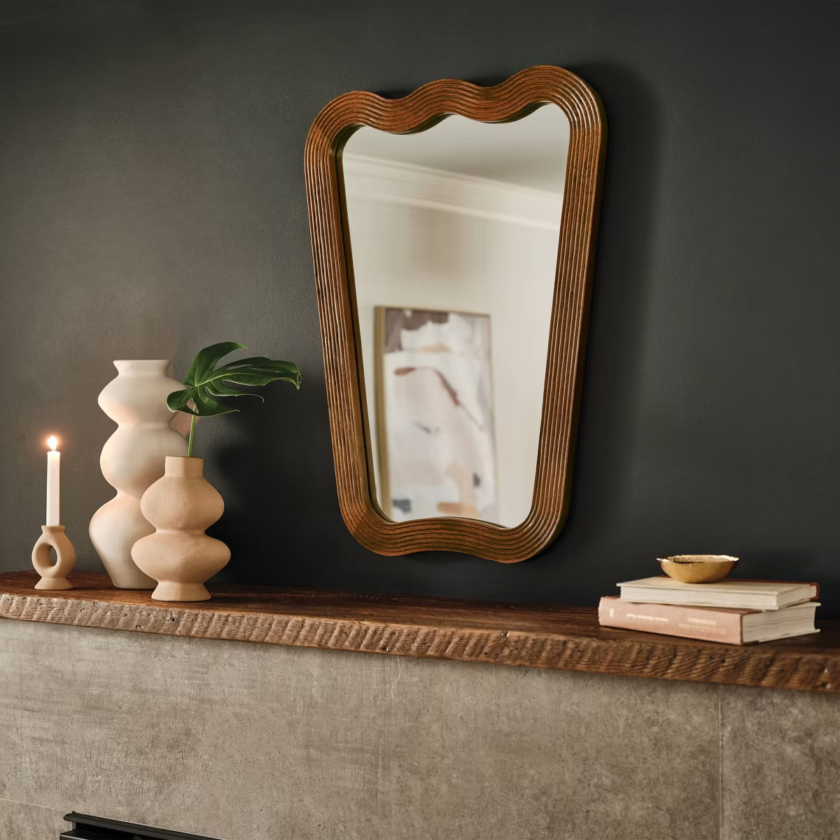 22"x30" Ribbed Wood Wall Mirror - Threshold™ | Target