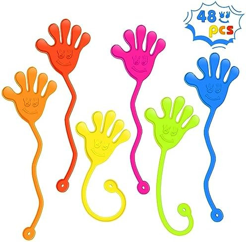 Sticky Hands Bulk 48 PCS Party Favors for Kids 4-8 8-12 Stretchy Sticky Hand Toy Valentines Day G... | Amazon (US)