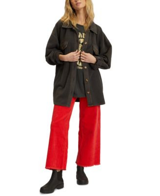 Billabong Juniors Any Time Oversized Fleece Shacket With Love From The Sun T Shirt Free Fall Corduro | Macys (US)