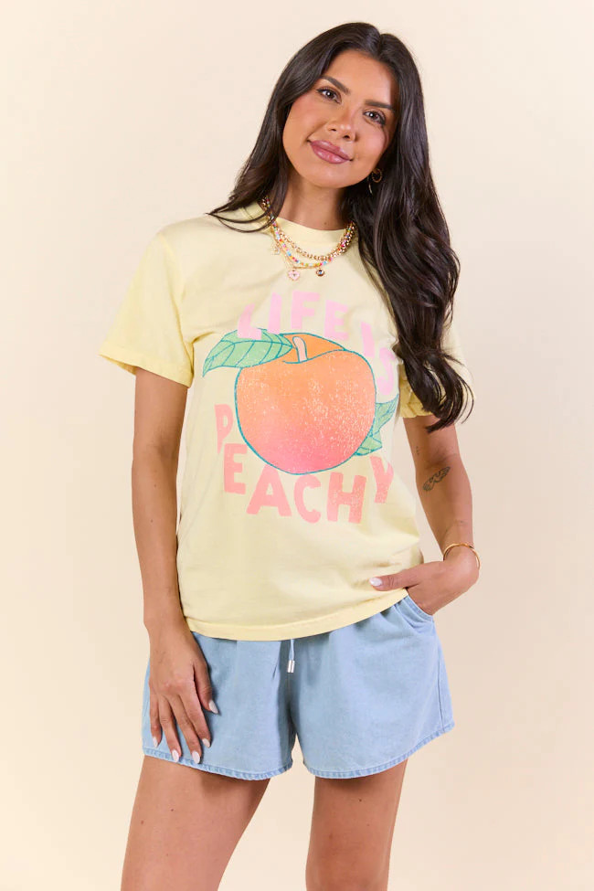 Life is Peachy Yellow Graphic Tee SALE | Pink Lily