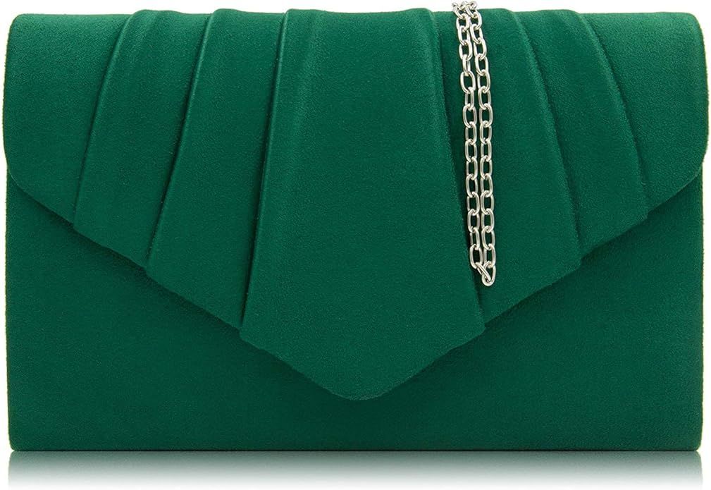 Milisente Women Evening Bag Suede Pleated Clutch Purse Envelope Clutches | Amazon (US)