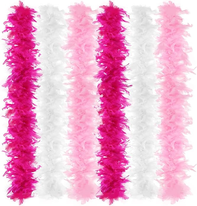 6 Pcs Wedding Feather Boa 2.19 yd Turkey Chandelle Feather Boas Bulk Outfit Party Decors for Wome... | Amazon (US)