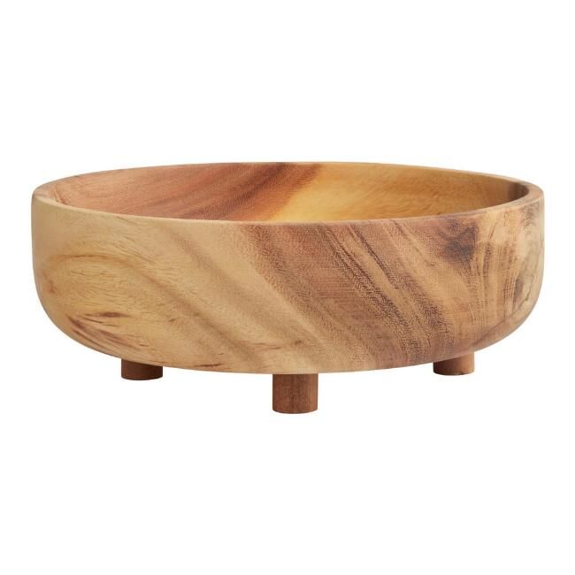 Acacia Wood Footed Serving Bowl | World Market