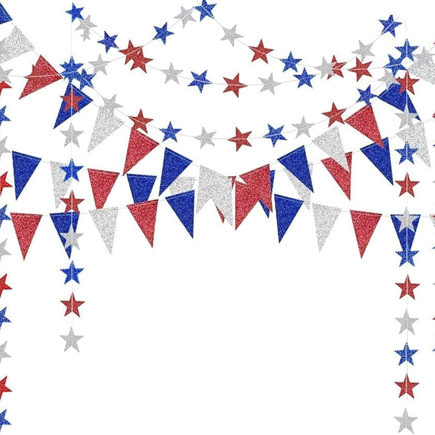 Decor365 4th of July Decorations Red White Blue Garland Patriotic Banner Star Garland Fourth July... | Amazon (US)
