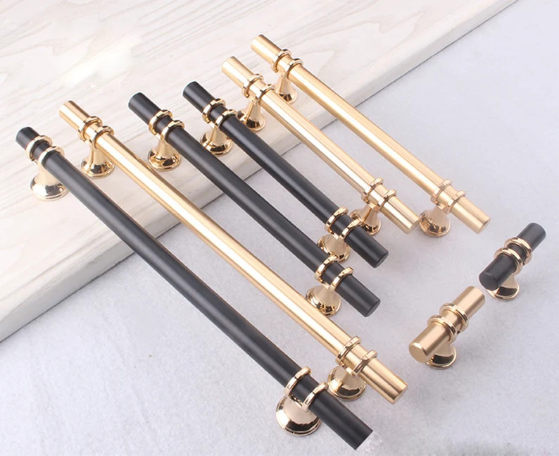 3.75" 5" 6.3" 7.56" Gold Black Cupboard Cabinet Handles Pulls Drawer Knobs Handles Pulls Dresser ... | Etsy (US)