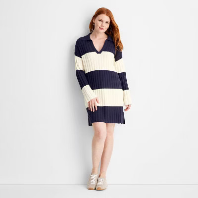Women's Long Sleeve Rugby Mini Sweater Dress - Future Collective | Target