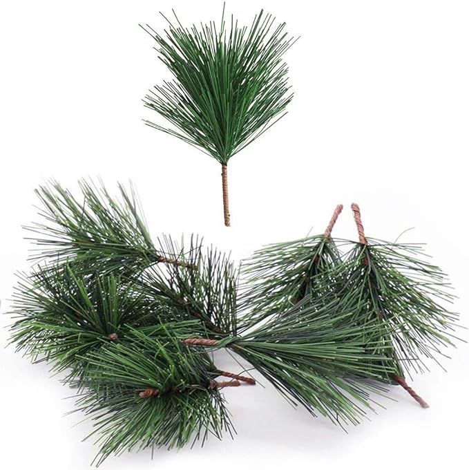 Shxstore-1 Artificial Green Pine Needles Branches Small Twigs Stems Picks for Christmas Flower Ar... | Amazon (US)