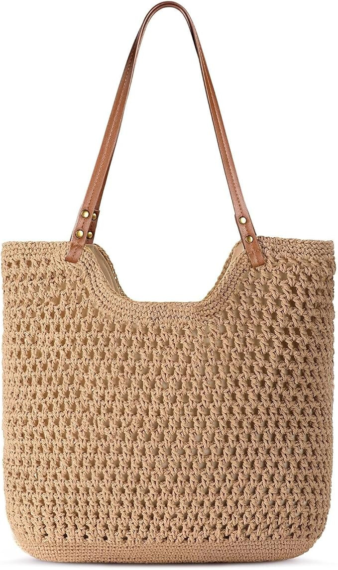 Pleneal Crochet Beach Bags for Women, Summer Beach Tote Bag, Soft Woven Purses Shoulder Bag for V... | Amazon (US)