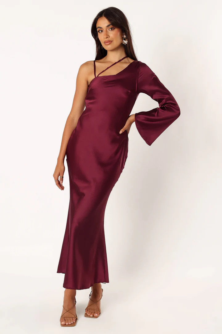 Moly One Shoulder Midi Dress - Wine - Petal And Pup Code | Petal & Pup (US)