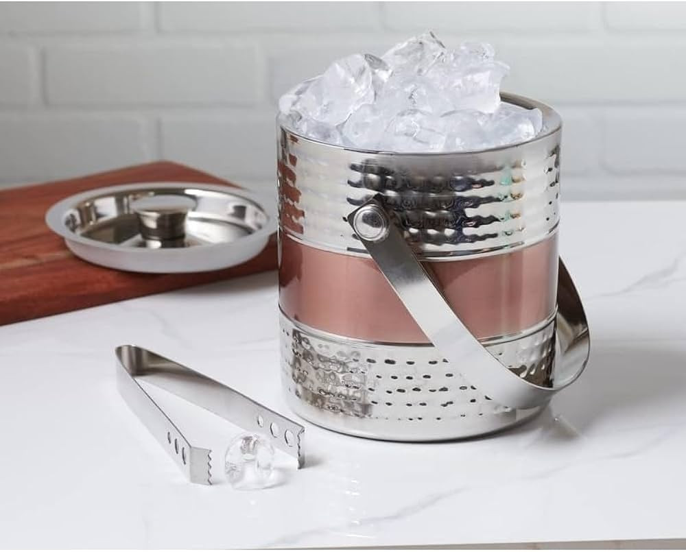 Sol Living Ice Bucket - Double Wall Stainless Steel - Includes Tongs and Lid - Wine & Champagne H... | Amazon (US)