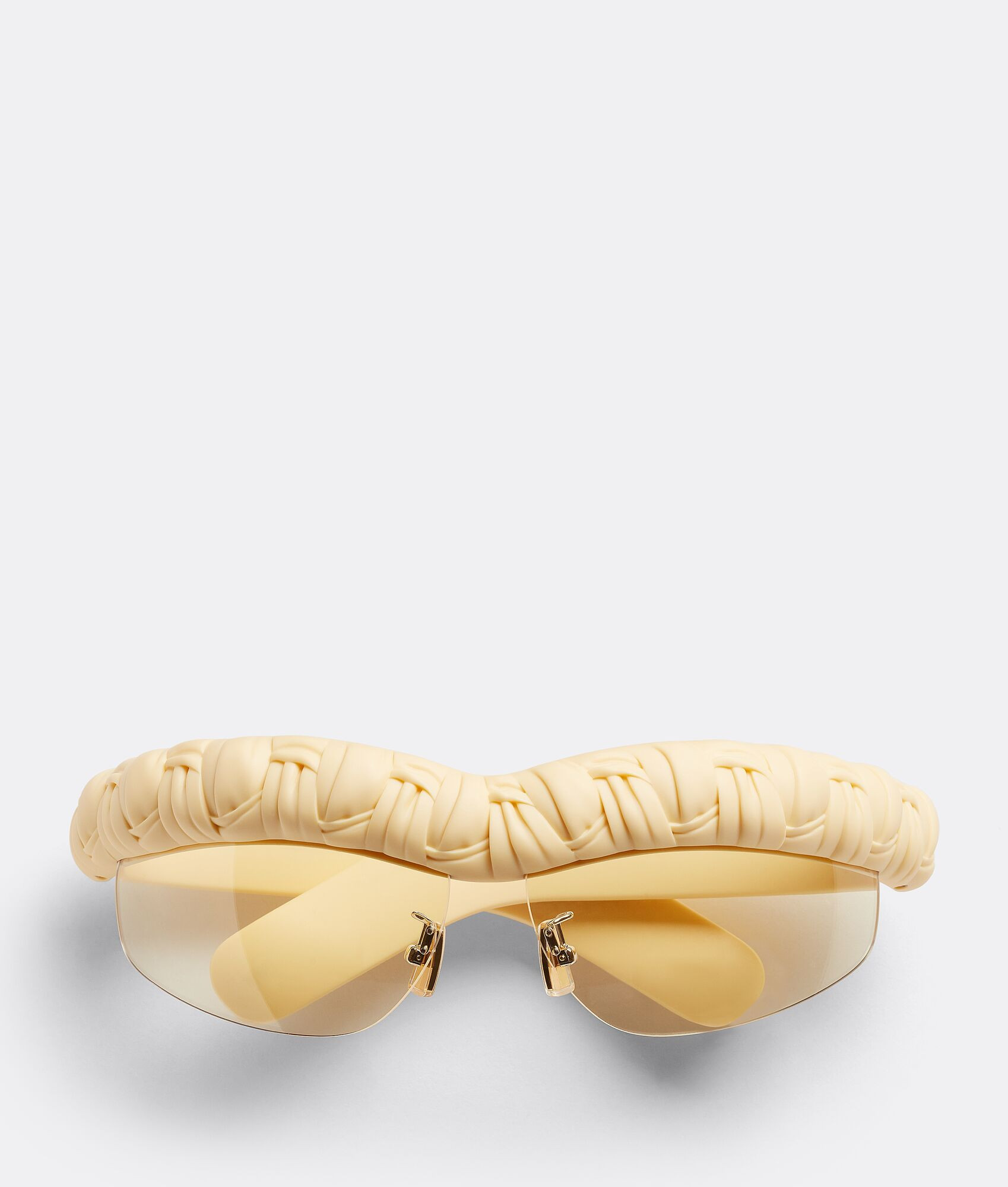 Pleat Wraparound Sunglasses in yellow | Bottega Veneta
