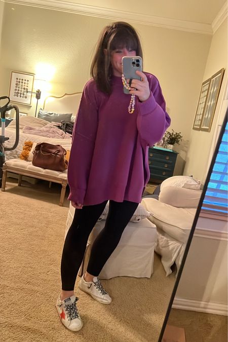 The best sweater in the BEST color! I wear my normal size and it’s perfectly oversized! (This is the summer bloom color)