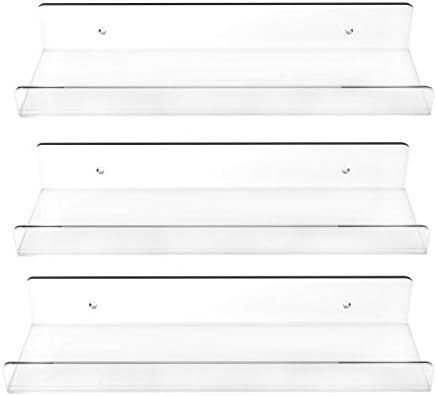 Blingsoul 3 Pack Clear Floating Ledge Shelves - 15 Inch Invisible Acrylic Shelf, Wall Bookshelf, ... | Amazon (US)
