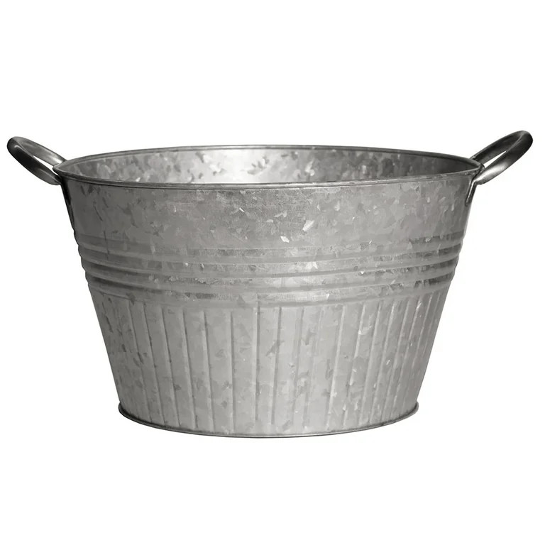 Round Galvanized Planter with Handles, 12 inch diameter Metal Wash Tub for Gardening or Farmhouse... | Walmart (US)