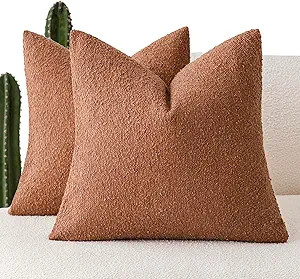 Foindtower Pack of 2, Decorative Textured Boucle Throw Pillow Covers Accent Solid Pillow Cases Ne... | Amazon (US)