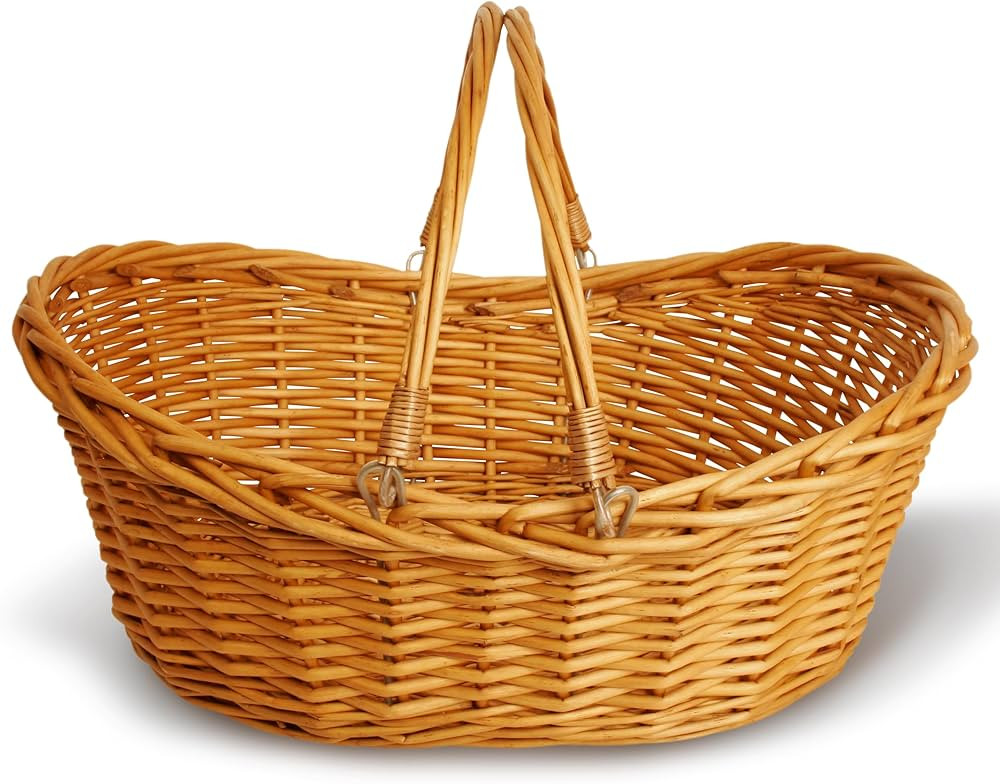 Wald Imports - Small Light Brown Hand Woven Wicker Basket for Storage with Handles - Woven Basket... | Amazon (US)