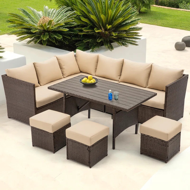 Malyha Polyethylene (PE) Wicker 9 - Person Seating Group with Cushions | Wayfair North America