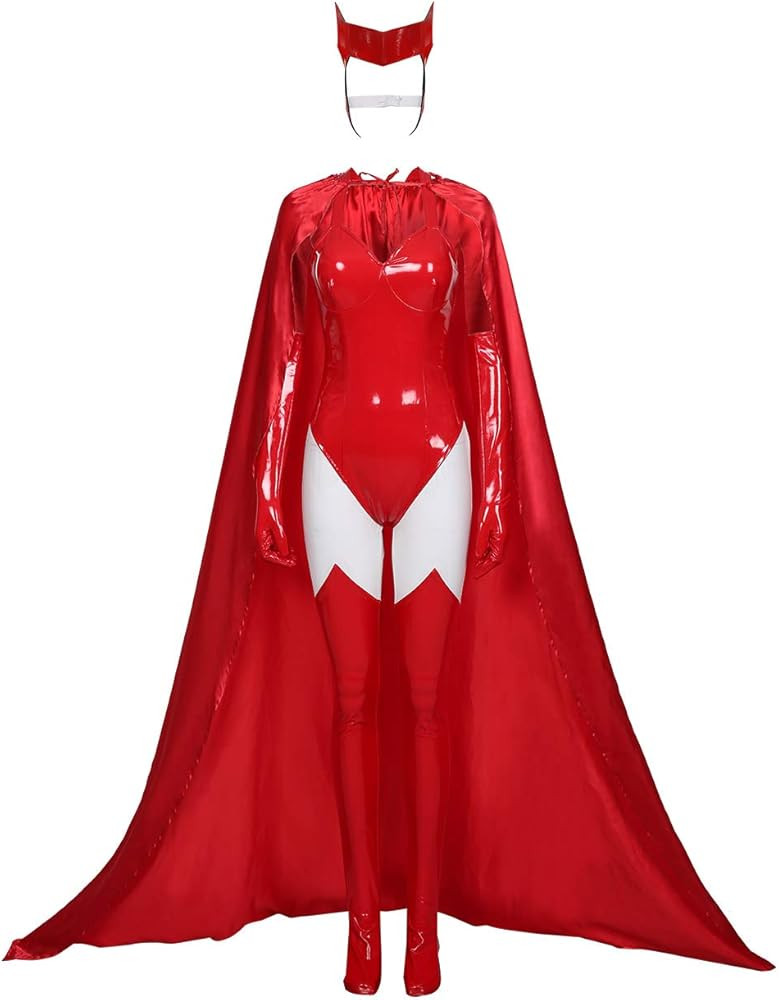 Verycos Women's Wanda Maximoff Cosplay Costume Headpiece Cape Crown Halloween Outfit | Amazon (US)