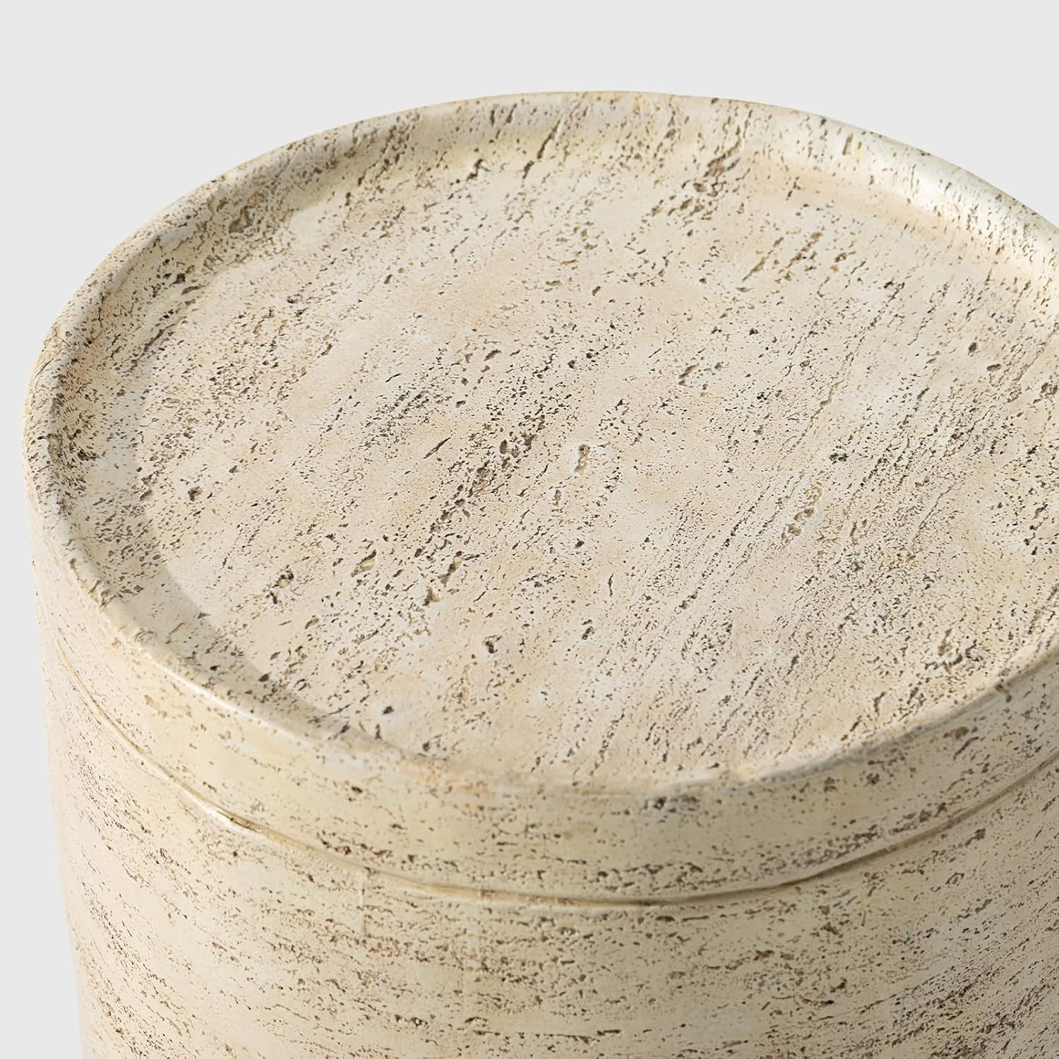 HOMPUS Round Outdoor Side Table, Rustic Modern Vintage Patio End Table, Weathered Stone Small Out... | Amazon (US)