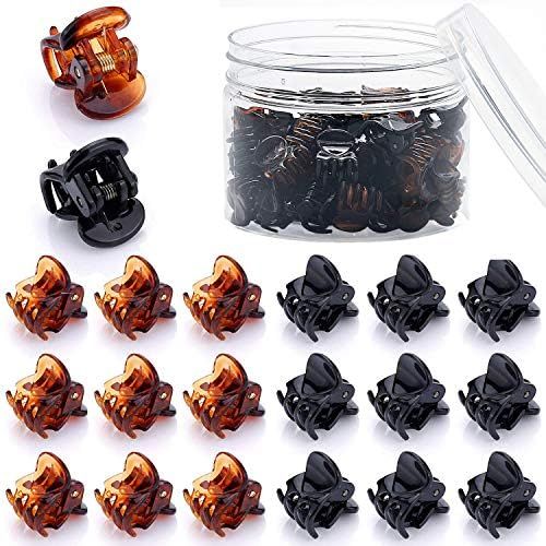 48 Pcs Small Mini Hair Claw Clips Hair Clamps for Women Girl's Hair (Black Brown) | Amazon (US)