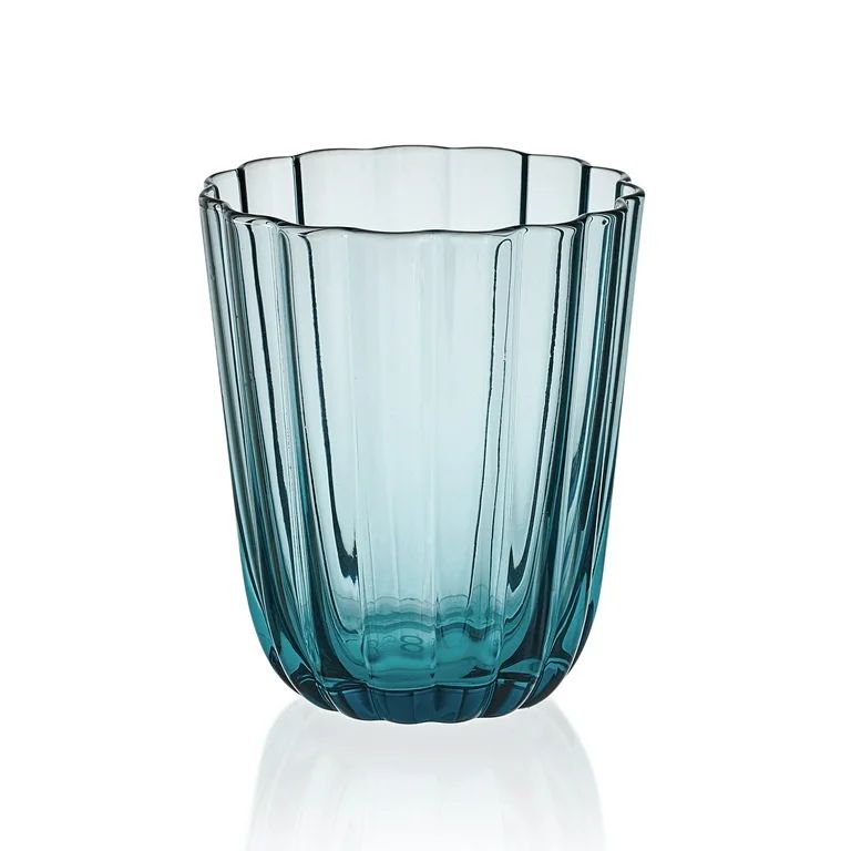 Beautiful Scallop Glass Water Glasses Set of 4 Cornflower Blue by Drew Barrymore - Walmart.com | Walmart (US)