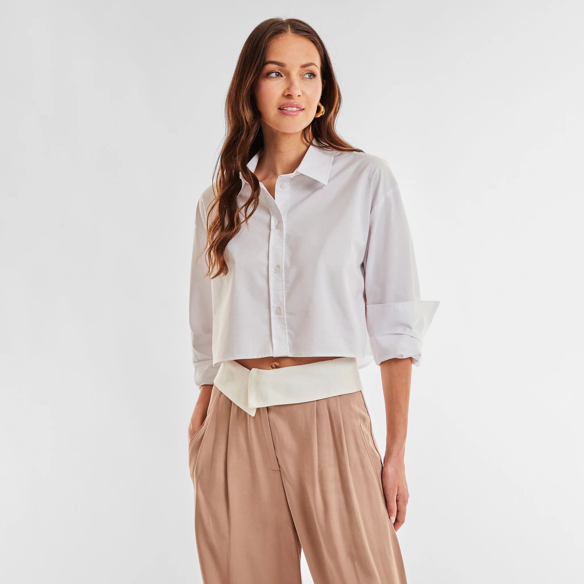 Cropped Button Up - White | The Noli Shop