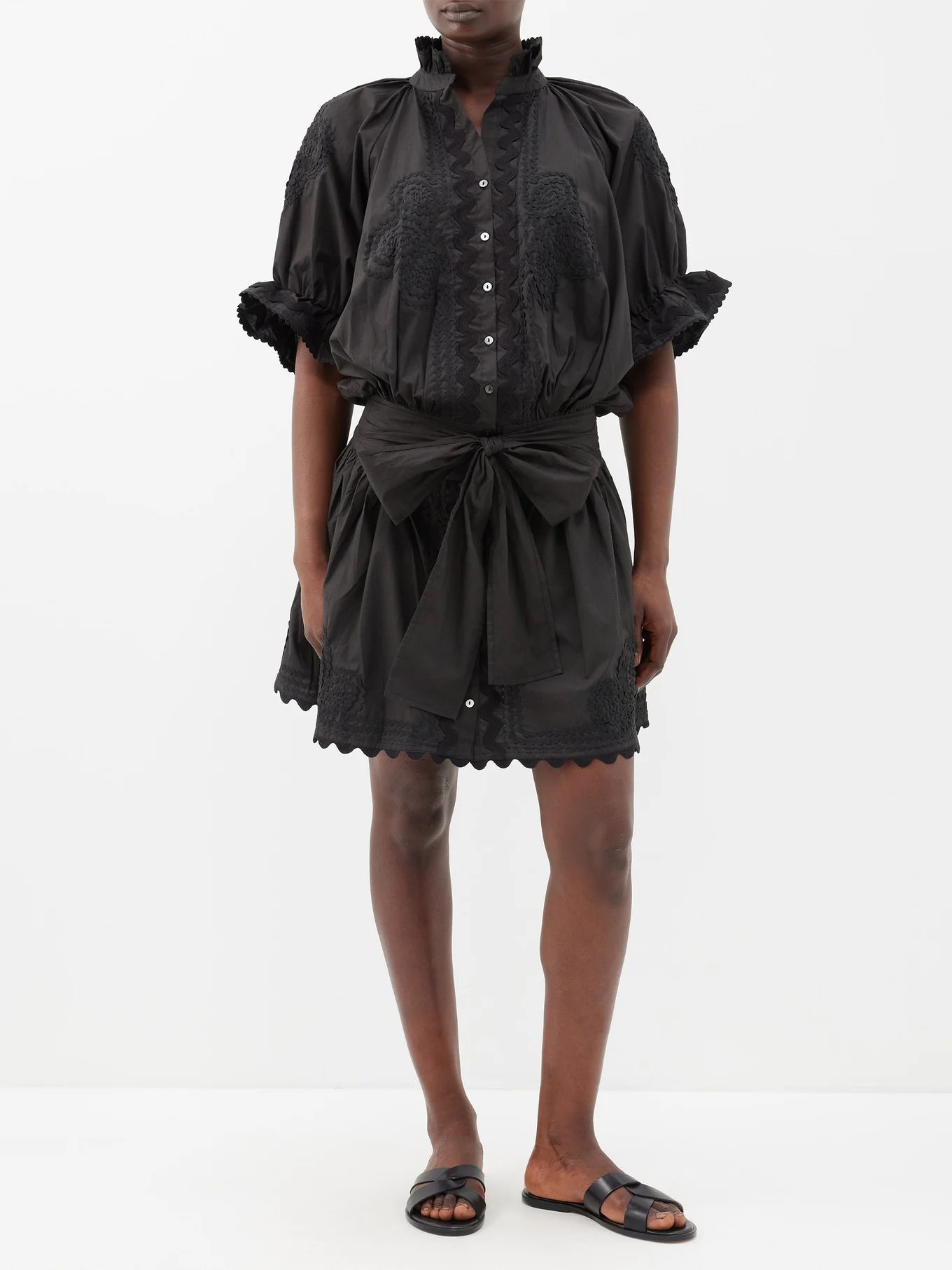 Blouson ricrac-appliquéd cotton-poplin mini dress | Matches (US)