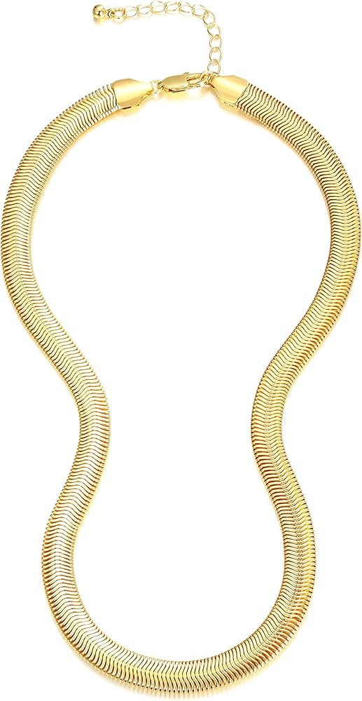 LILIE&WHITE Snake Chain Herringbone Necklace Thin Chunky Snake Chain Necklaces for Women | Amazon (US)