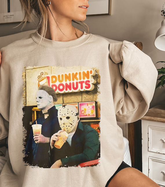 Jason and Micheal Donuts Sweatshirt, Halloween Sweatshirt, Horror Movie Shirt | Etsy (US)