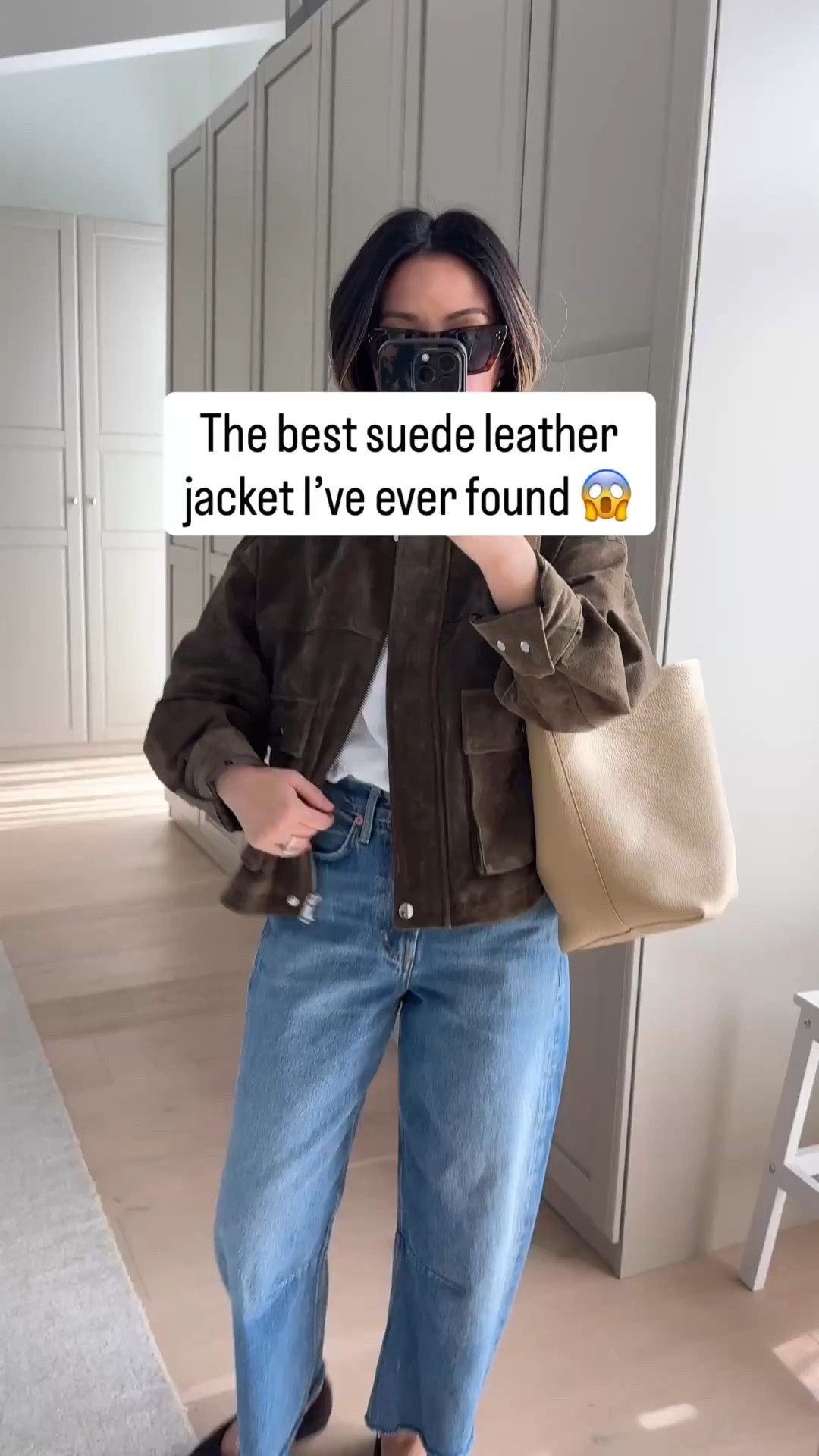 The best suede leather jacket I’ve ever found 😱. I just love the fit! Suede is soft and pliable. 

Zara side jacket xs
Madewell crop tee small - go tts. Need the xs
Citizens of Humanity Miro jeans 24 - cut hems, size down. 
Madewell flats 5.5
The Row tote medium - linked another preowned 
Celine sunglasses 
Quince earrings
Dorsey James necklace 15"

Petite style, spring style, spring outfits, spring jackets 



#LTKootd #LTKmomlife #LTKPetite