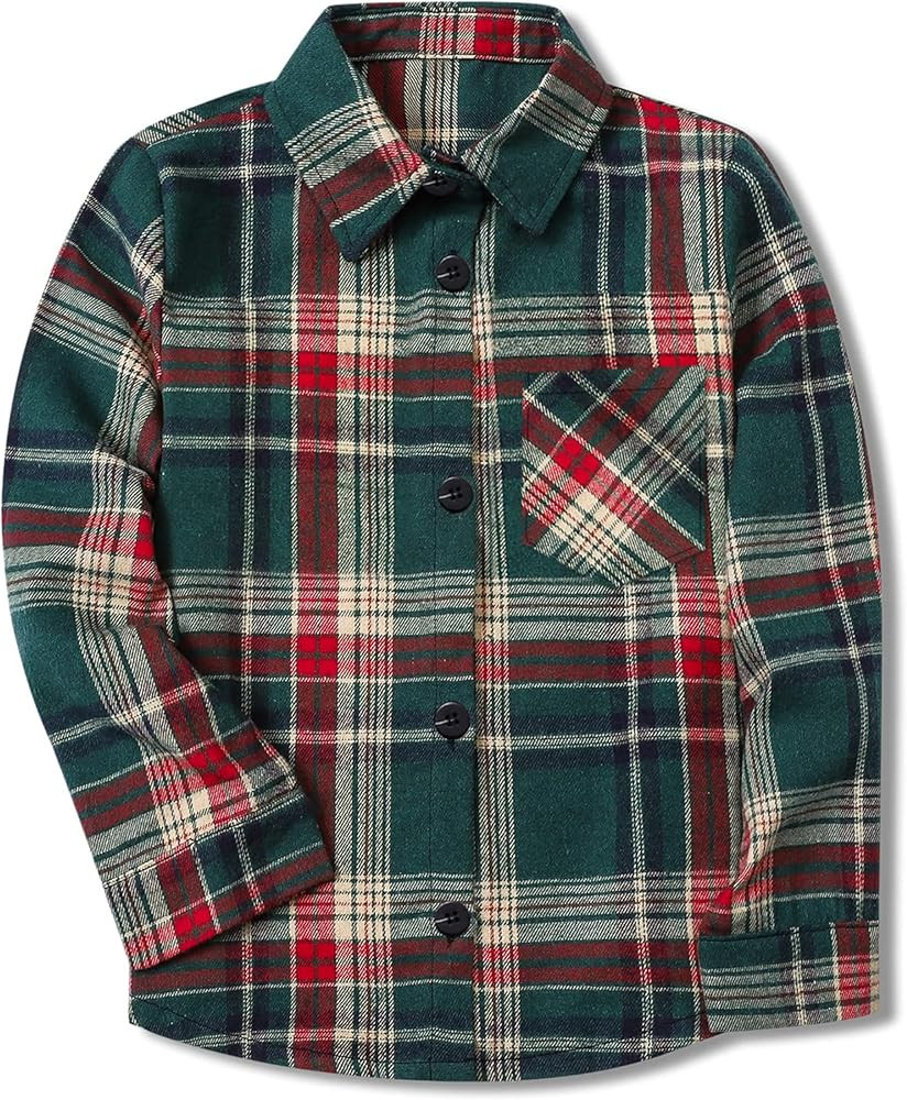 SANGTREE Boys and Mens Flannel Plaid Long Sleeve Shirt Casual Button Down Shirts, 3 Months - Adul... | Amazon (US)