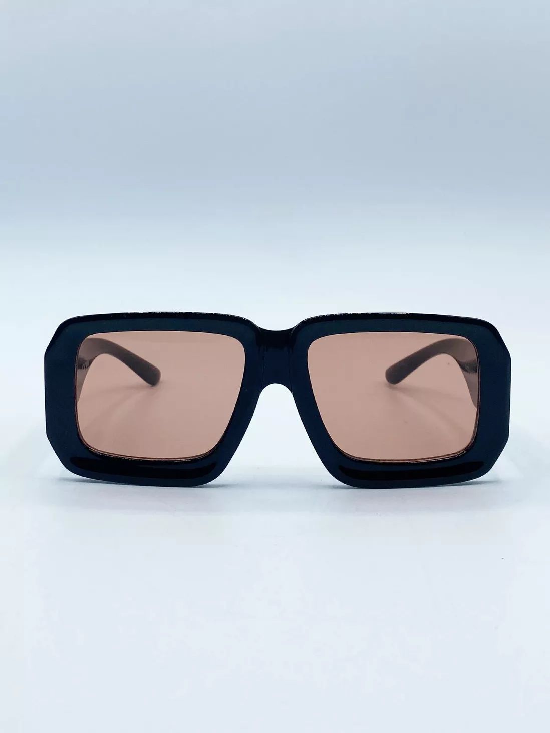 Oversized Square Frame Sunglasses In Black with Orange Lenses | Debenhams UK