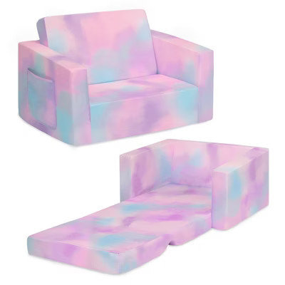 Delta Children Cozee Kids Flip-Out Chair Sofa to Lounger, Pink Tie Dye | Target