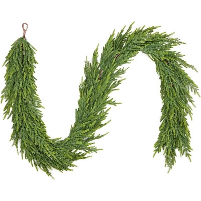 9 Ft Realistic Christmas Garland, Real Touch Norfolk Pine Garland for Mantle, Dense Artificial Greenery Garland Decor for Fireplace Stairs Table | Target