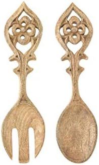 Creative Co-op Hand-Carved Mango Wood (Set of 2 Pieces) Salad Servers, Brown, 2 Count | Amazon (US)