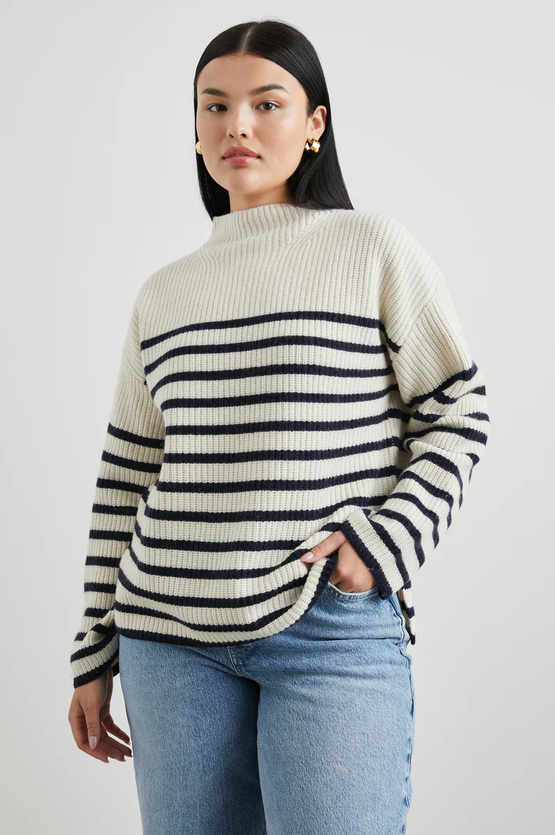 CLAUDIA SWEATER - CREAM NAVY STRIPE | Rails
