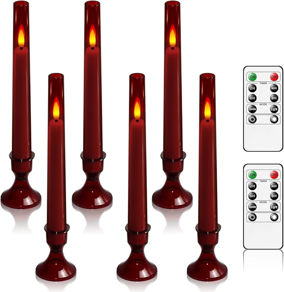 Flameless Taper Candles,with Remote and Timer Flickering Flameless Candles,6 Pack Led Candles,wit... | Amazon (US)