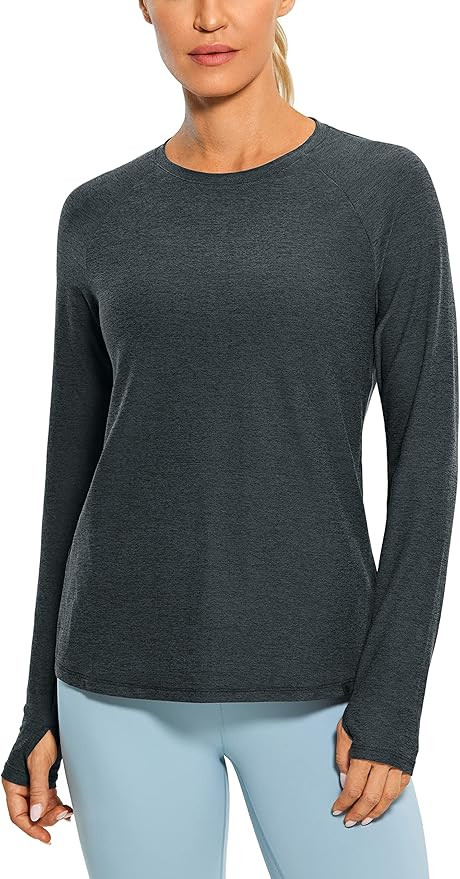 CRZ YOGA Long Sleeve Workout Shirts for Women Yoga Tops Athletic Sports Shirt with Thumb Hole | Amazon (US)